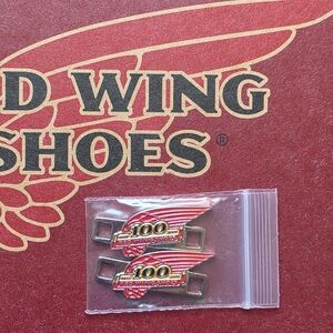 ONE PAIR RED WING SHOES 100 YEAR ANNIVERSARY BOOT LACE SHOE KEEPER CHARMS